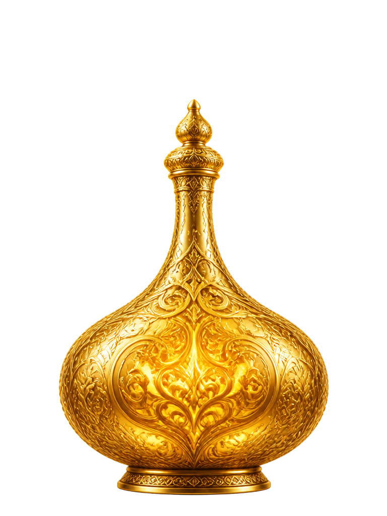 Ornate golden genie bottle
